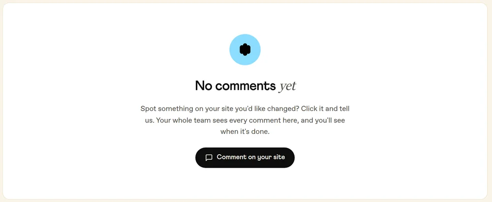 The Comments page in Your Good Hub, with a black Comment on your site button